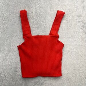 American Eagle Ribbed Square Neck Tank Top Red XS